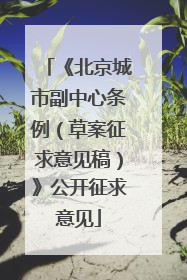 《北京城市副中心条例（草案征求意见稿）》公开征求意见