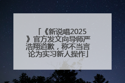 《新说唱2025》官方发文向导师严浩翔道歉，称不当言论为实习新人操作