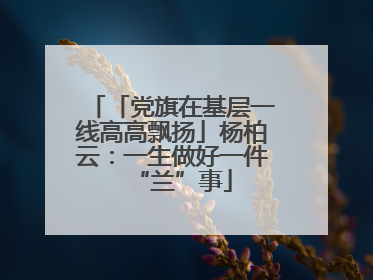 「党旗在基层一线高高飘扬」杨柏云：一生做好一件“兰”事