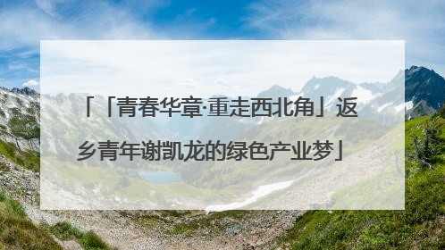 「青春华章·重走西北角」返乡青年谢凯龙的绿色产业梦