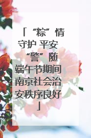 “粽”情守护 平安“警”随 端午节期间南京社会治安秩序良好