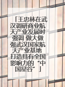 王忠林在武汉调研商业航天产业发展时强调 做大做强武汉国家航天产业基地 打造具有全国影响力的“中国星谷”