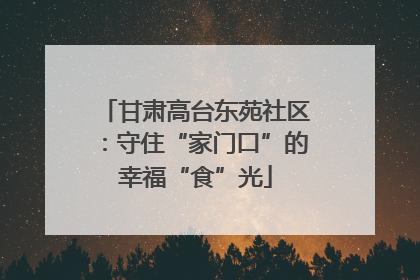甘肃高台东苑社区：守住“家门口”的幸福“食”光