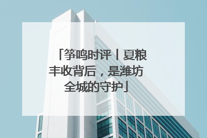 筝鸣时评丨夏粮丰收背后，是潍坊全城的守护