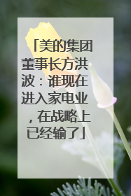 美的集团董事长方洪波：谁现在进入家电业，在战略上已经输了