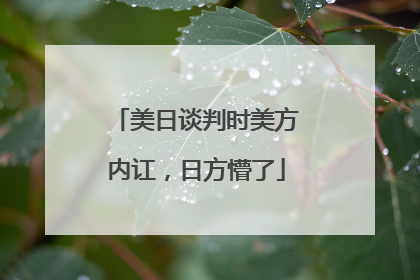 美日谈判时美方内讧，日方懵了