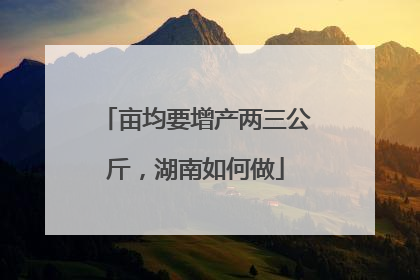 亩均要增产两三公斤，湖南如何做