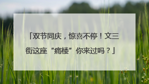 双节同庆，惊喜不停！文三街这座“痛楼”你来过吗？