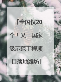 全国仅20个！又一国家级示范工程项目落地潍坊