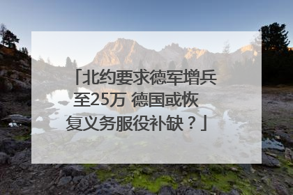 北约要求德军增兵至25万 德国或恢复义务服役补缺？
