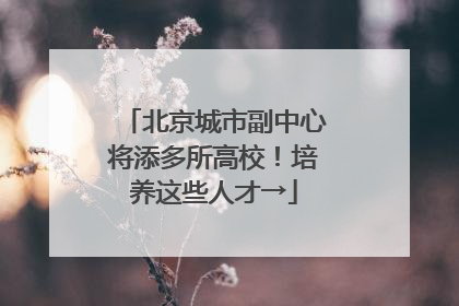 北京城市副中心将添多所高校！培养这些人才→
