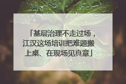 基层治理不走过场，江汉这场培训把难题搬上桌、在现场见真章