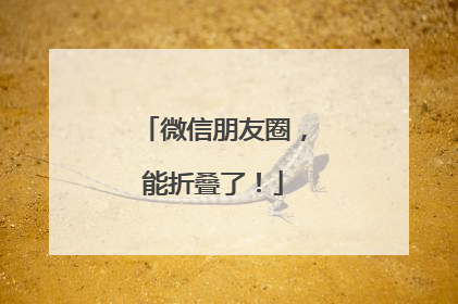 微信朋友圈，能折叠了！
