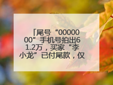 尾号“0000000”手机号拍出61.2万，买家“李小龙”已付尾款，仅享有使用权