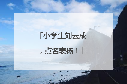 小学生刘云成，点名表扬！