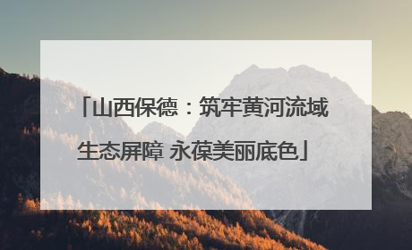 山西保德：筑牢黄河流域生态屏障 永葆美丽底色