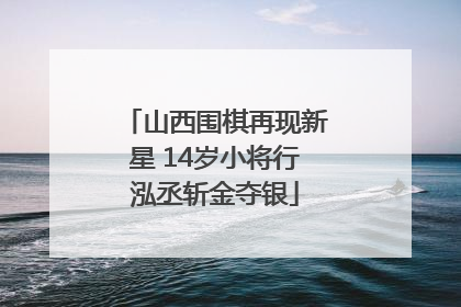 山西围棋再现新星 14岁小将行泓丞斩金夺银
