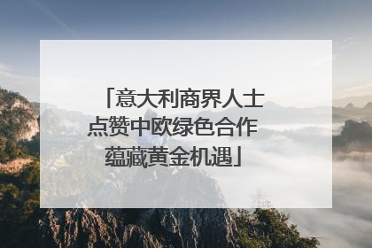 意大利商界人士点赞中欧绿色合作蕴藏黄金机遇
