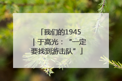 我们的1945｜于高光：“一定要找到游击队”