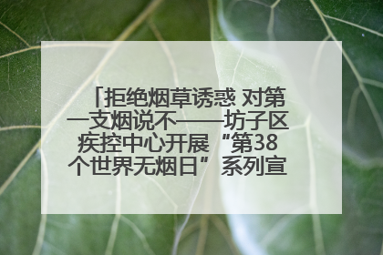 拒绝烟草诱惑 对第一支烟说不——坊子区疾控中心开展“第38个世界无烟日”系列宣传义诊活动