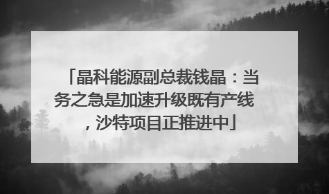 晶科能源副总裁钱晶：当务之急是加速升级既有产线，沙特项目正推进中