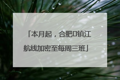本月起，合肥⇋镇江航线加密至每周三班