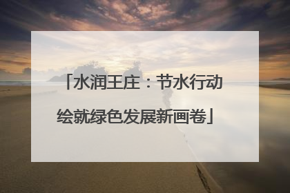 水润王庄：节水行动绘就绿色发展新画卷