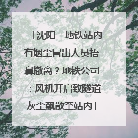 沈阳一地铁站内有烟尘冒出人员捂鼻撤离？地铁公司：风机开启致隧道灰尘飘散至站内