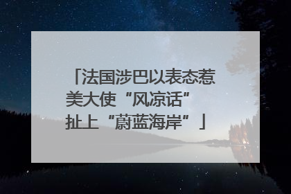 法国涉巴以表态惹美大使“风凉话” 扯上“蔚蓝海岸”