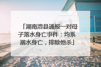 湖南澧县通报一对母子落水身亡事件：均系溺水身亡，排除他杀