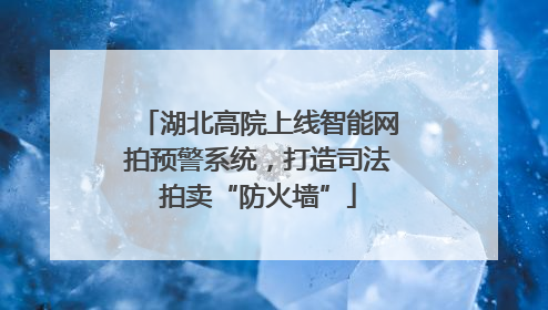 湖北高院上线智能网拍预警系统，打造司法拍卖“防火墙”