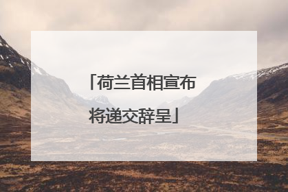 荷兰首相宣布将递交辞呈