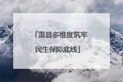 萧县多维度筑牢民生保障底线
