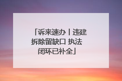 诉来速办丨违建拆除留缺口 执法闭环已补全