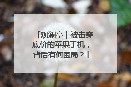观澜亭｜被击穿底价的苹果手机，背后有何困局？