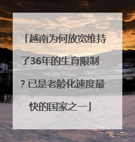 越南为何放宽维持了36年的生育限制？已是老龄化速度最快的国家之一