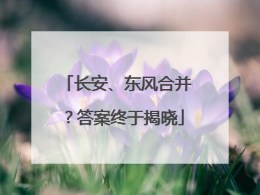 长安、东风合并？答案终于揭晓