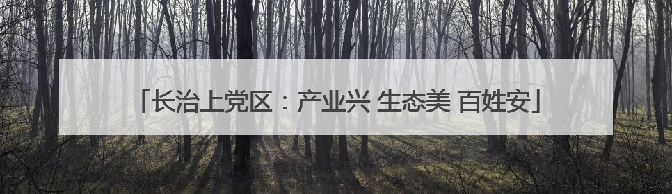 长治上党区：产业兴 生态美 百姓安