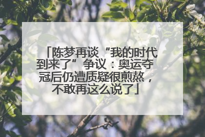 陈梦再谈“我的时代到来了”争议：奥运夺冠后仍遭质疑很煎熬，不敢再这么说了
