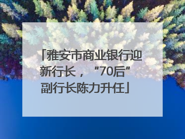 雅安市商业银行迎新行长，“70后”副行长陈力升任