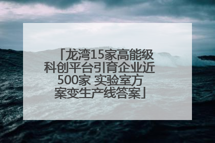 龙湾15家高能级科创平台引育企业近500家 实验室方案变生产线答案