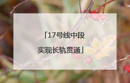 17号线中段实现长轨贯通