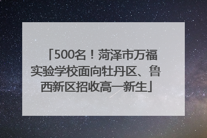500名！菏泽市万福实验学校面向牡丹区、鲁西新区招收高一新生