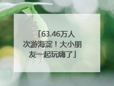 63.46万人次游海淀！大小朋友一起玩嗨了